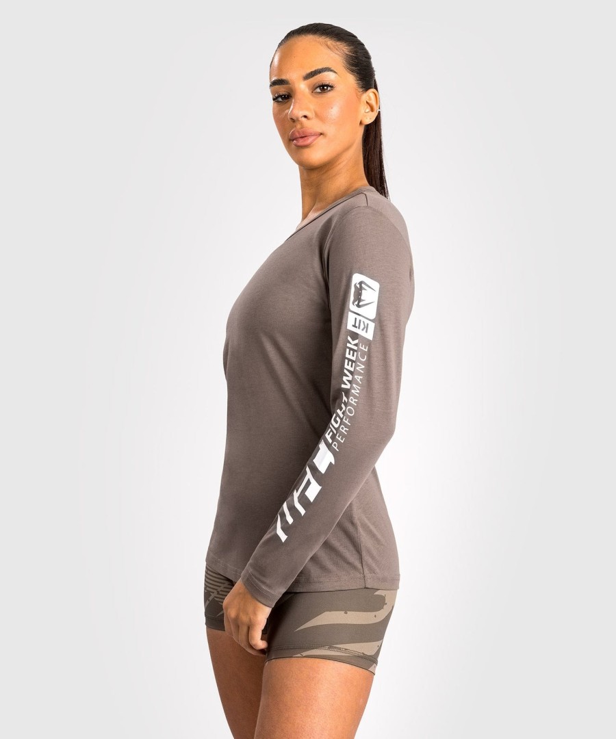 ufc adrenaline by venum fight week dames t-shirt met lange mouwen van katoen - brons