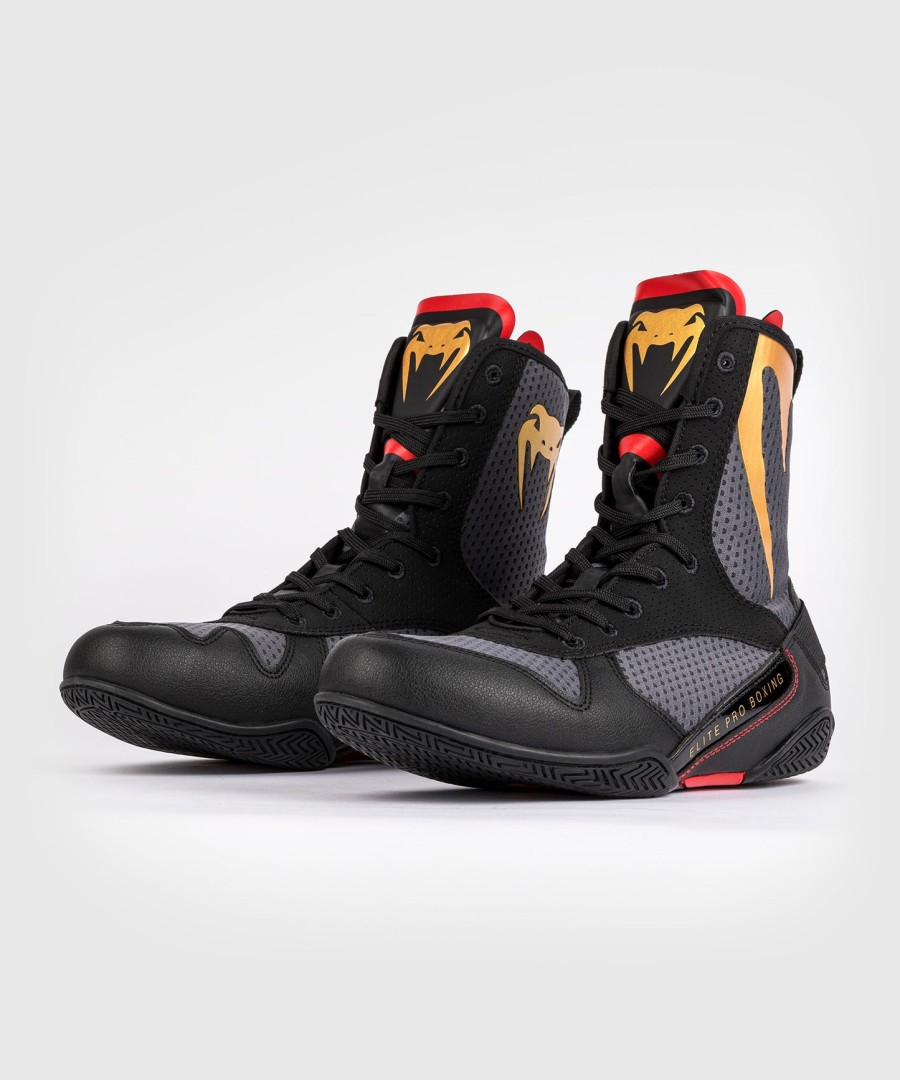 venum elite boksschoenen - stormgrijs goud