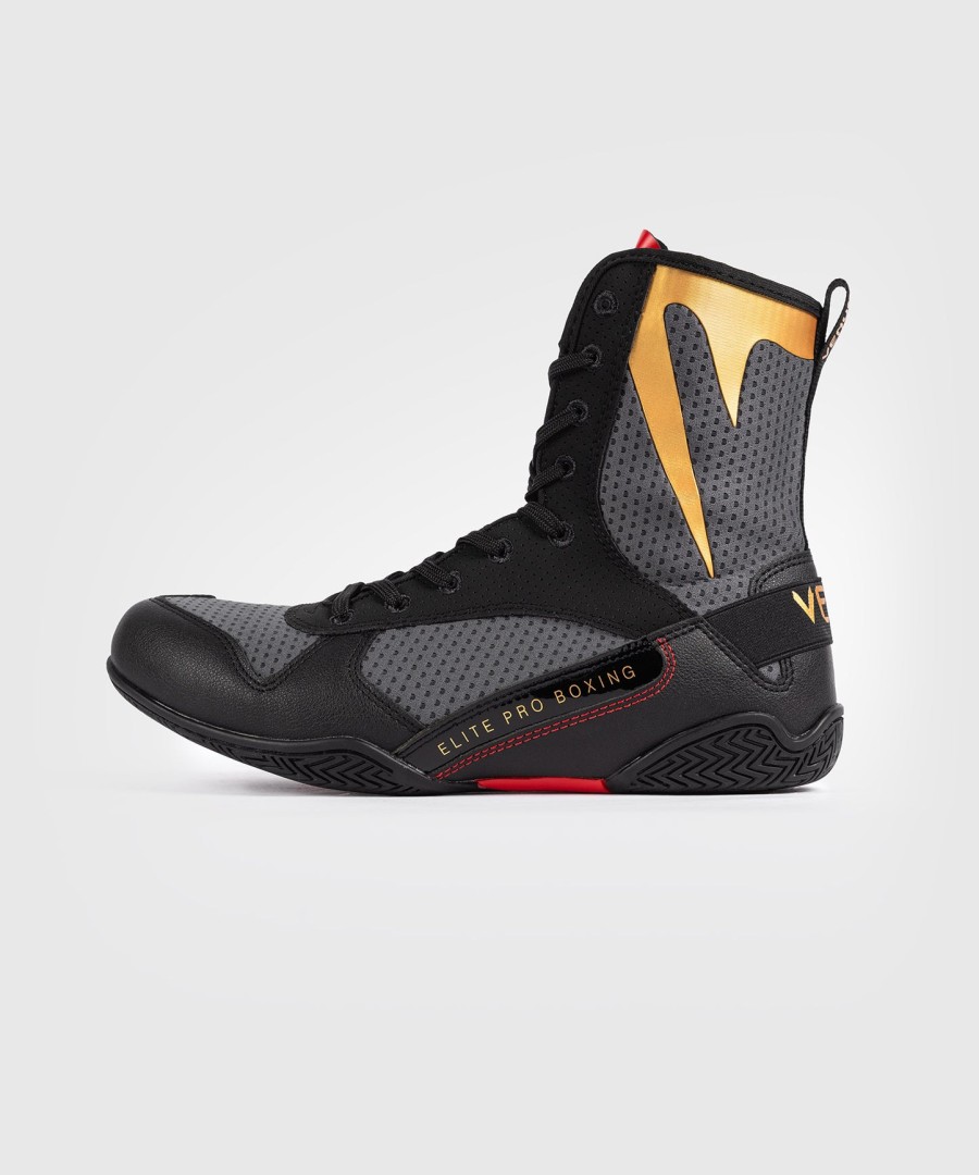 venum elite boksschoenen - stormgrijs goud