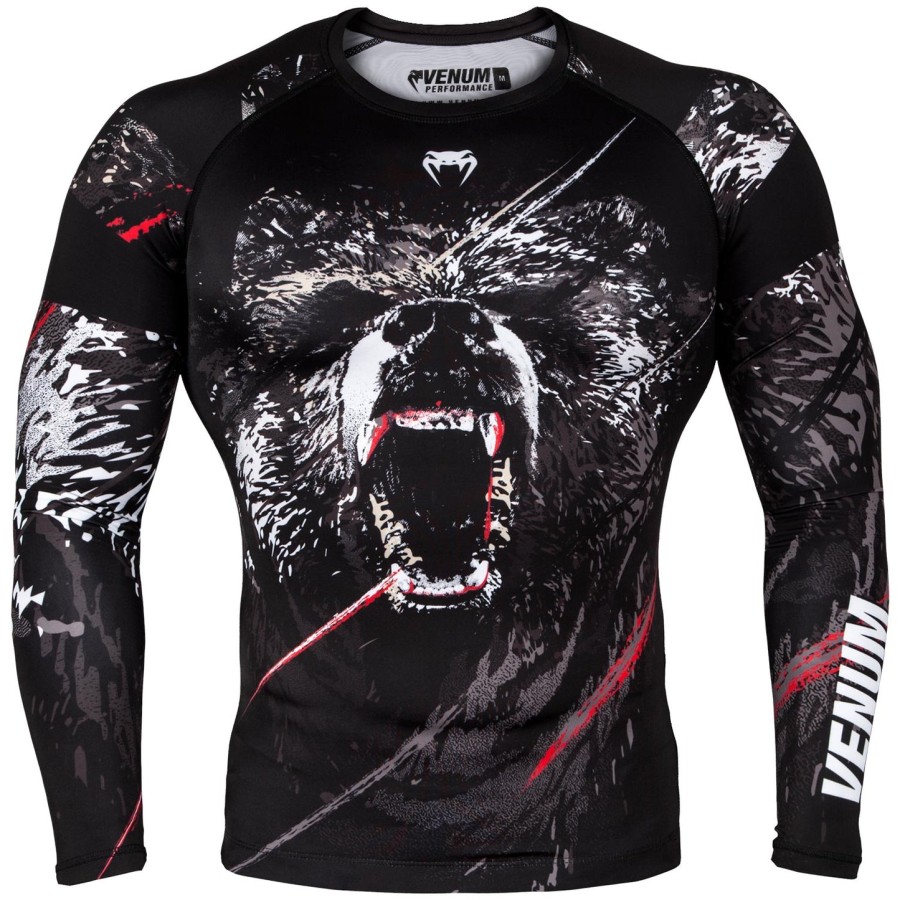 venum grizzli rashguard - lange mouwen - zwartwit