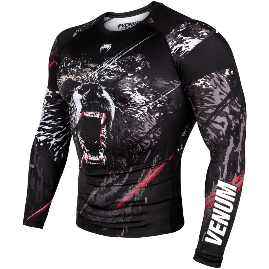 venum grizzli rashguard - lange mouwen - zwartwit