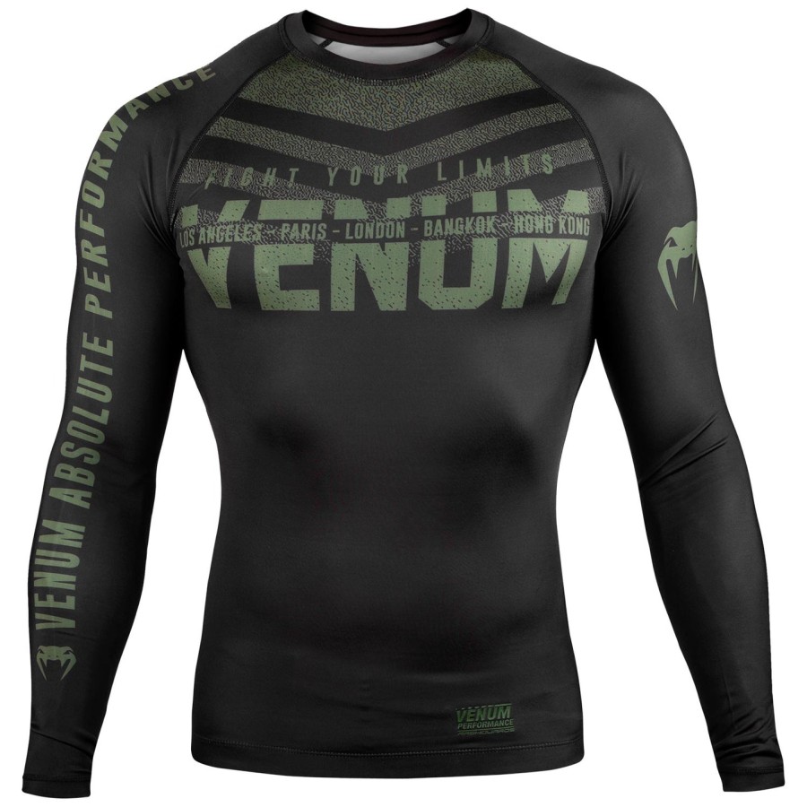 venum signature rashguard - lange mouwen - zwartkaki - exclusief