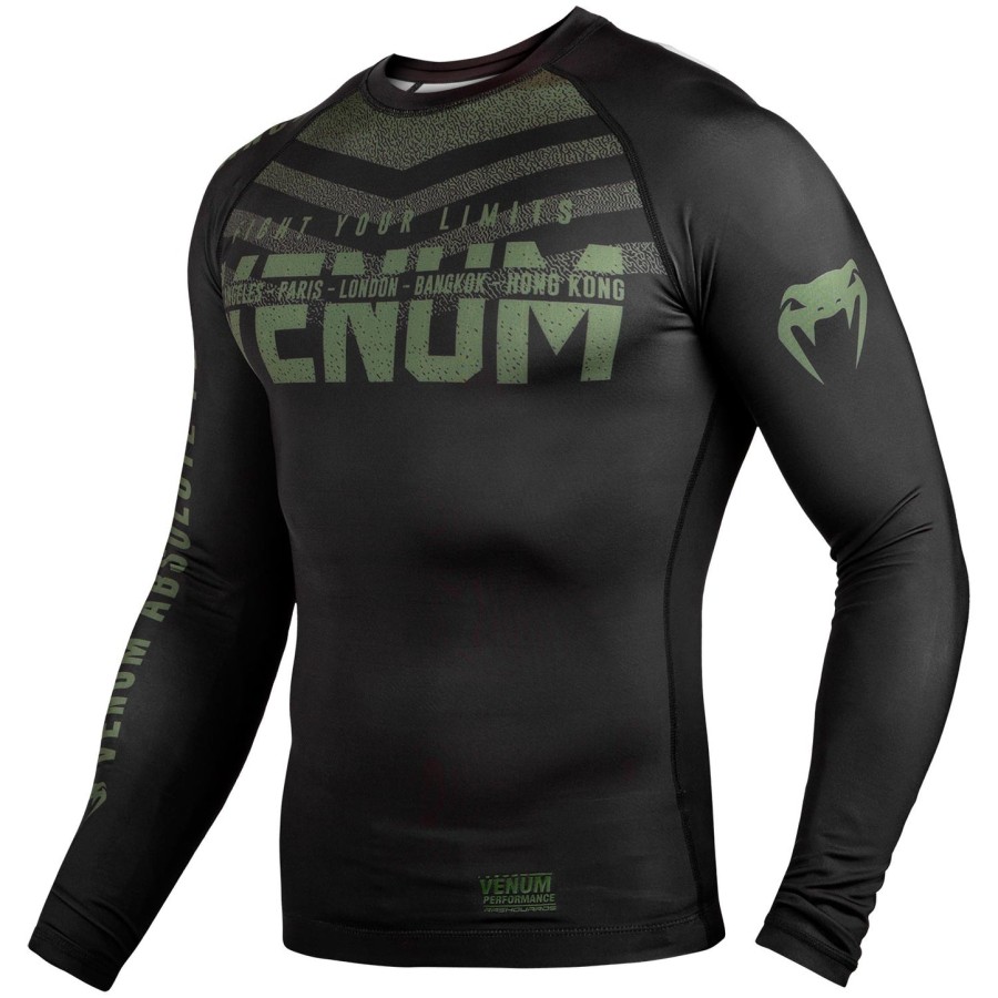 venum signature rashguard - lange mouwen - zwartkaki - exclusief