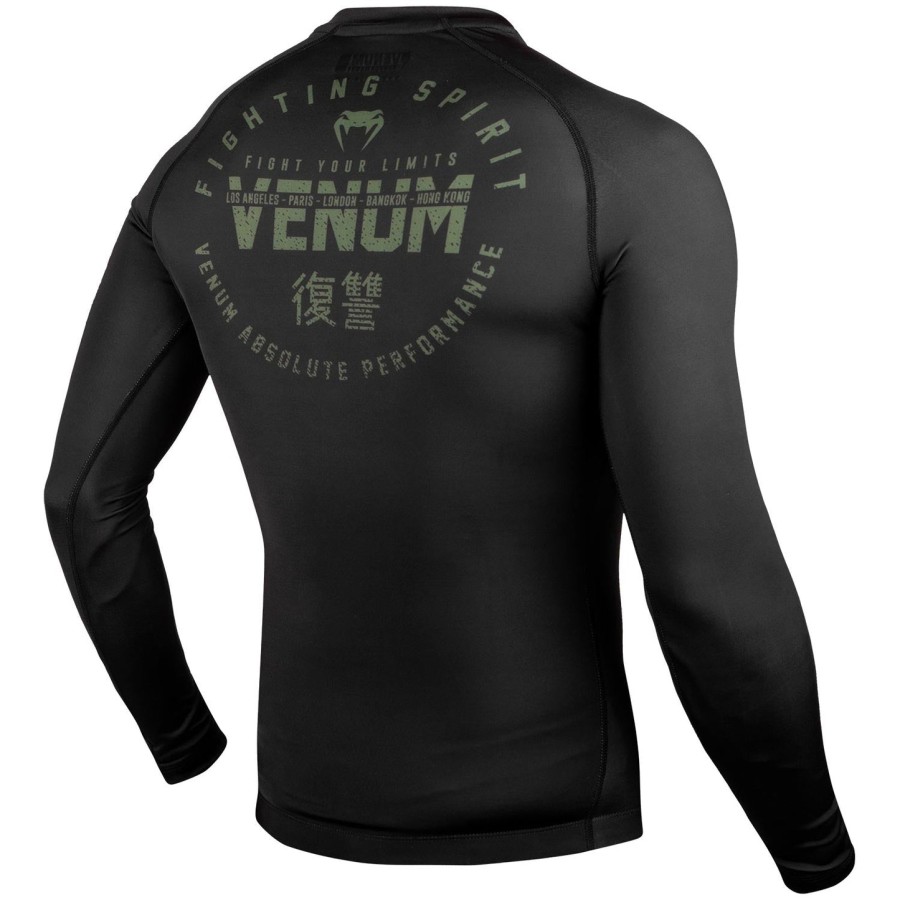 venum signature rashguard - lange mouwen - zwartkaki - exclusief