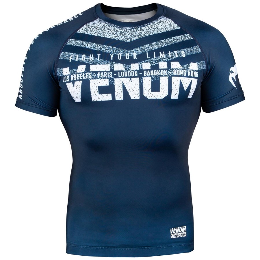 venum signature rashguard - korte mouwen - marineblauwwit