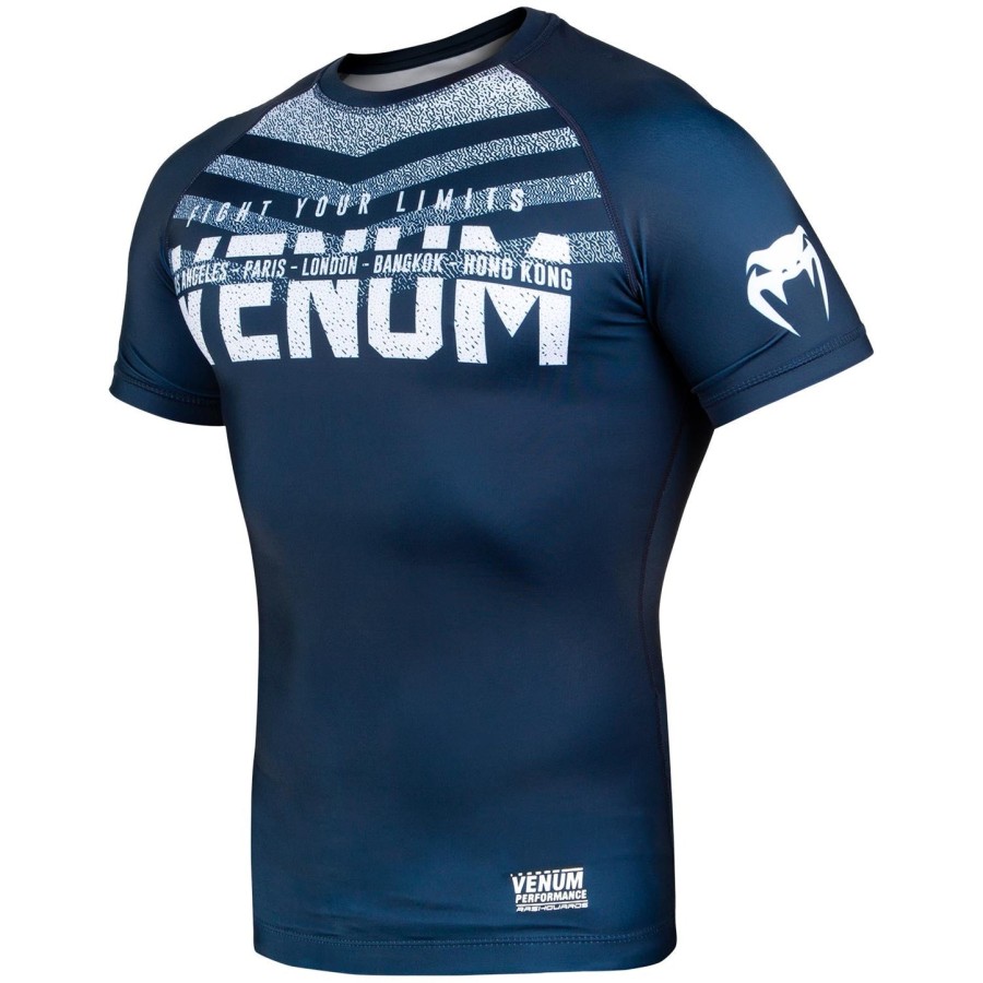 venum signature rashguard - korte mouwen - marineblauwwit