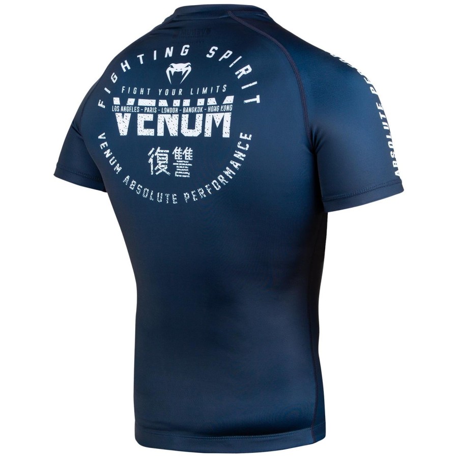 venum signature rashguard - korte mouwen - marineblauwwit