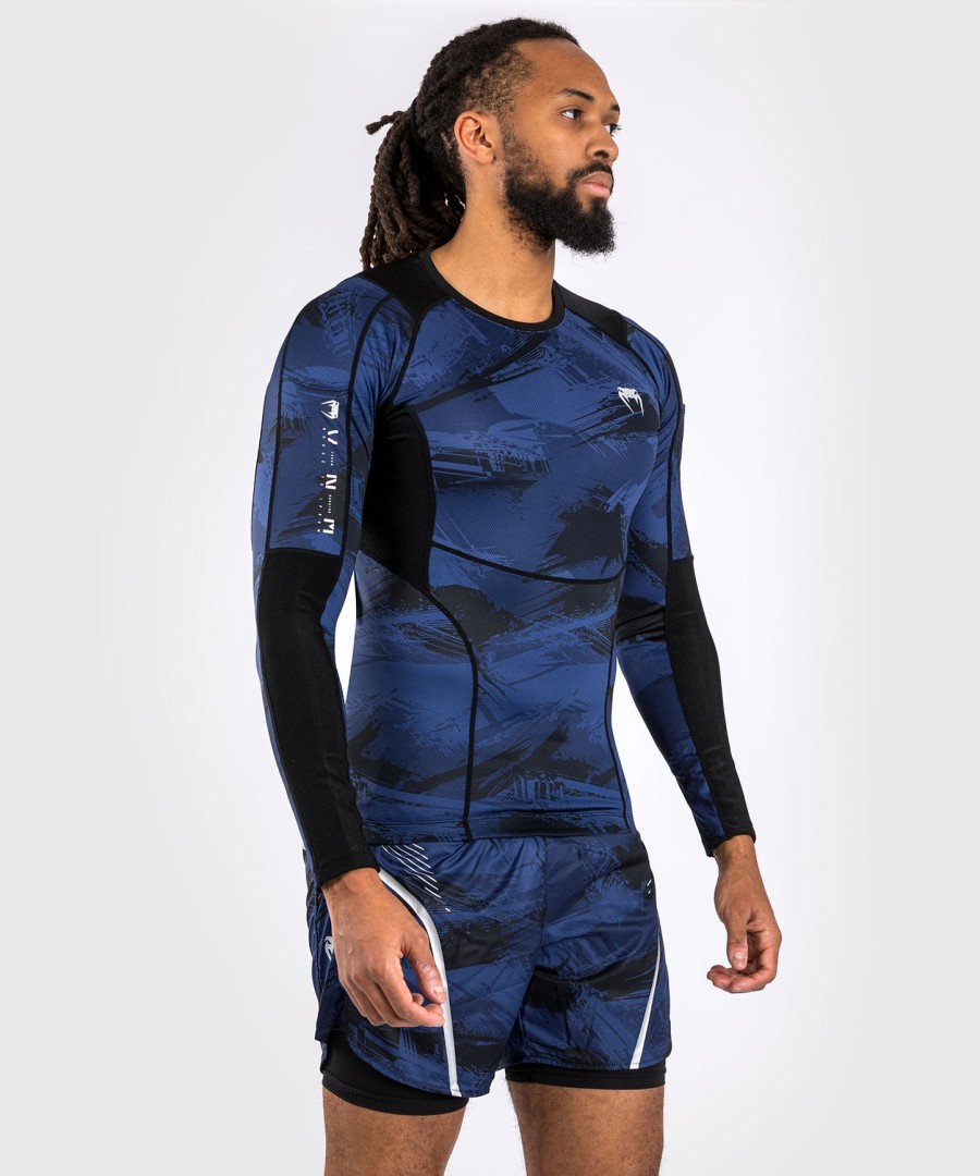 venum electron 3.0 rashguard met lange mouwen - marineblauw