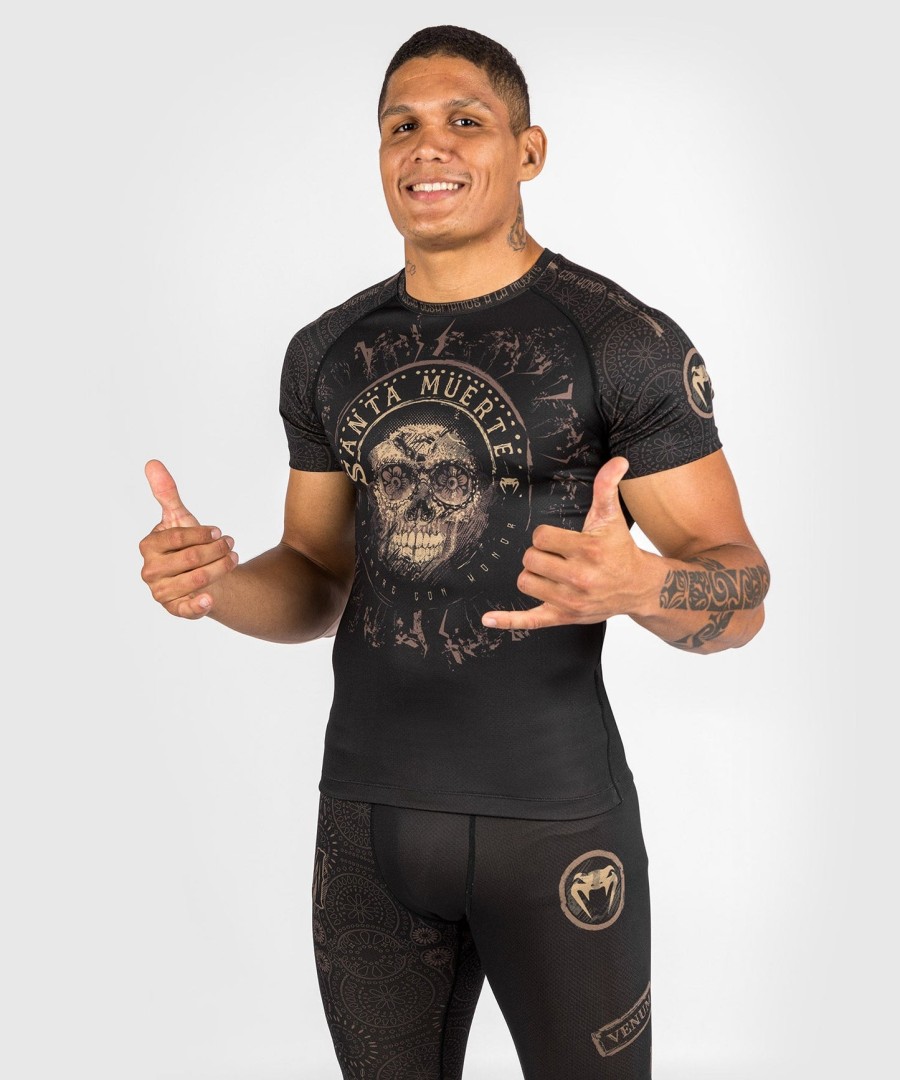 venum santa muerte dark side - rashguard met korte mouwen - zwartbruin