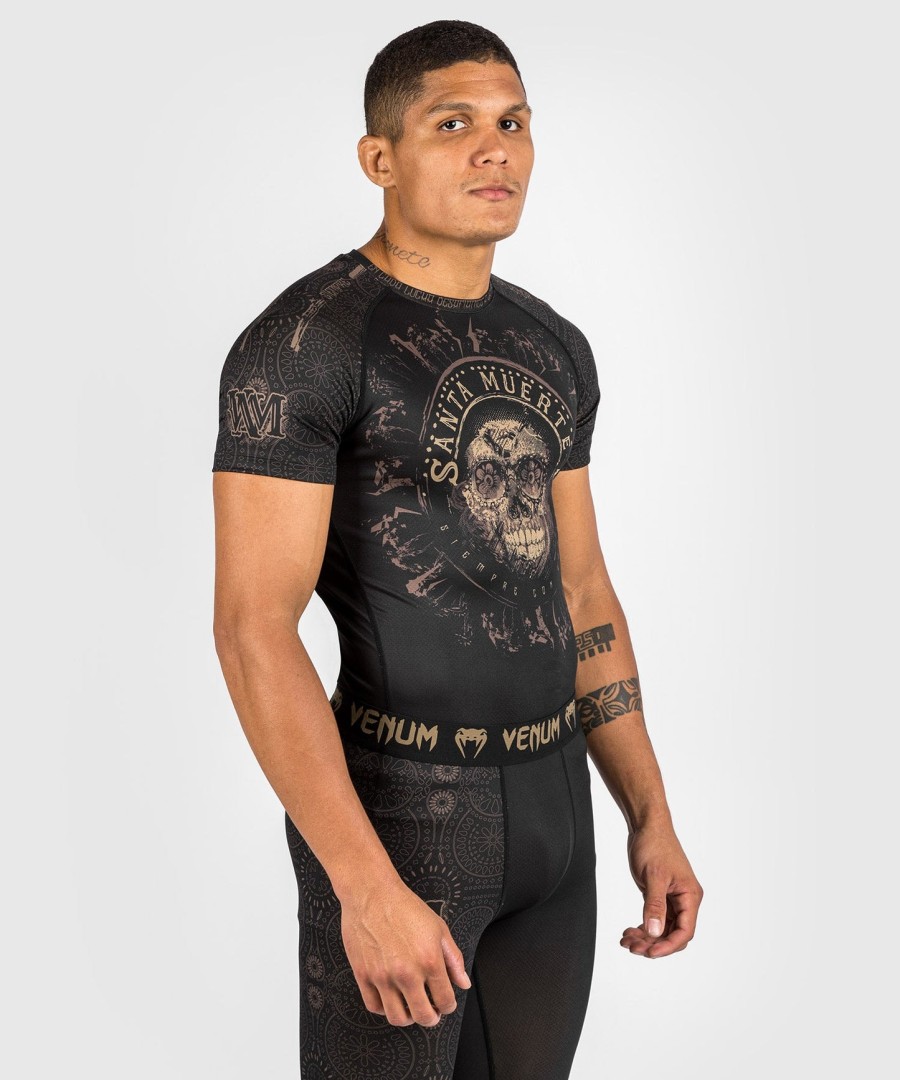 venum santa muerte dark side - rashguard met korte mouwen - zwartbruin