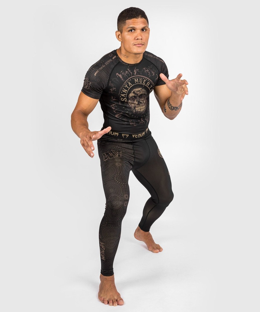 venum santa muerte dark side - rashguard met korte mouwen - zwartbruin