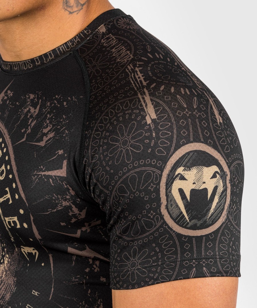 venum santa muerte dark side - rashguard met korte mouwen - zwartbruin