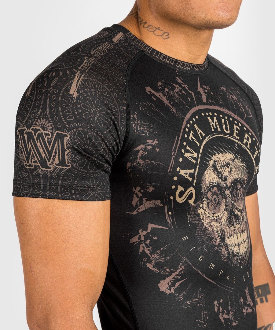 venum santa muerte dark side - rashguard met korte mouwen - zwartbruin