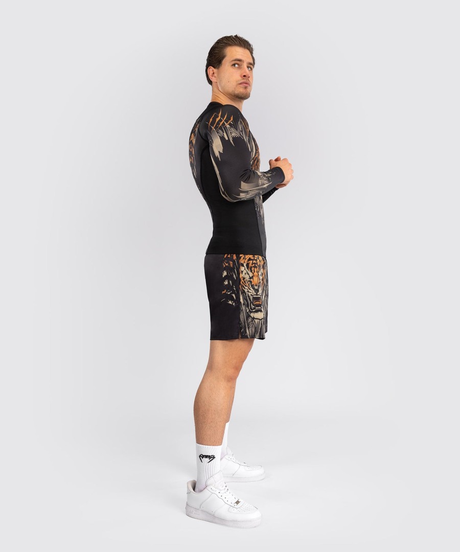 venum tiger rashguard met lange mouwen voor heren - zwartneonoranje