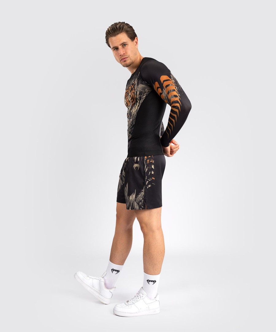 venum tiger rashguard met lange mouwen voor heren - zwartneonoranje