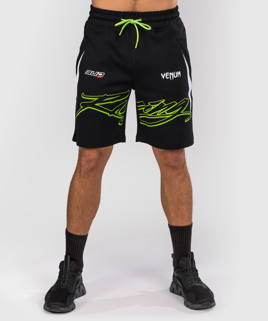 venum x bud racing katoenen shorts voor heren - zwartwitlimegroen