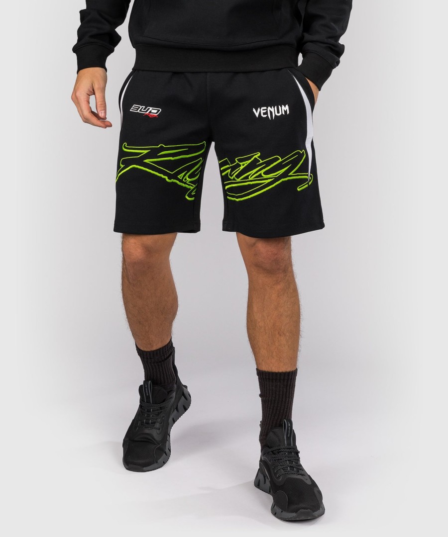venum x bud racing katoenen shorts voor heren - zwartwitlimegroen