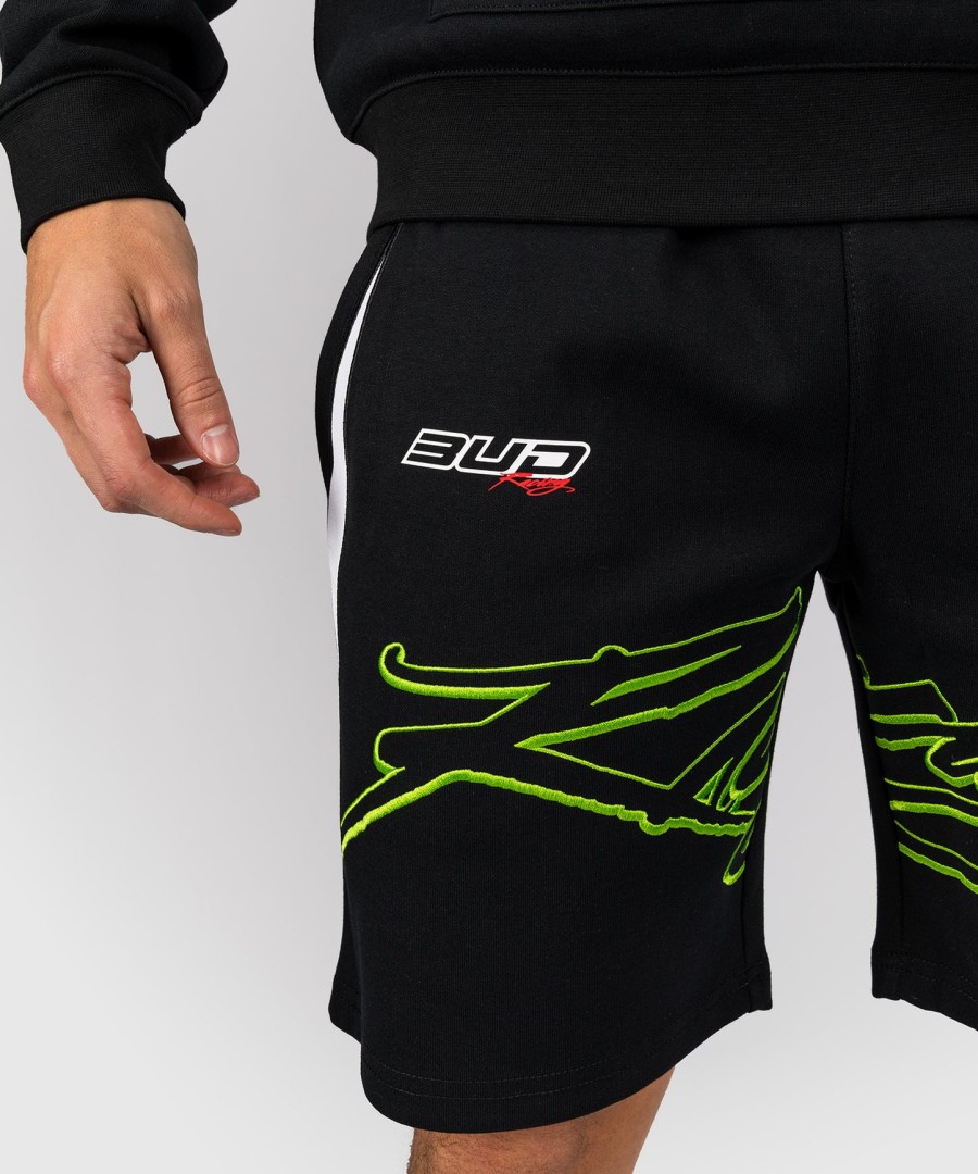 venum x bud racing katoenen shorts voor heren - zwartwitlimegroen