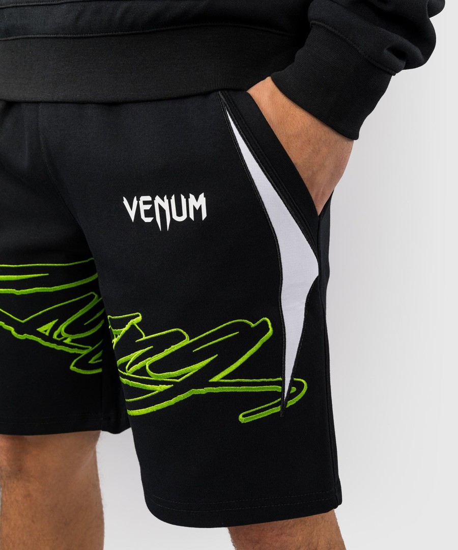 venum x bud racing katoenen shorts voor heren - zwartwitlimegroen