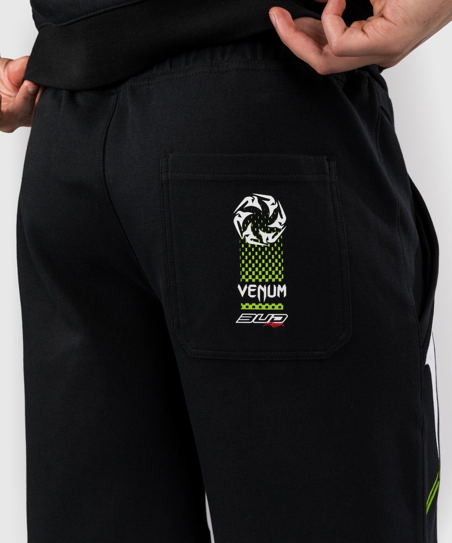 venum x bud racing katoenen shorts voor heren - zwartwitlimegroen