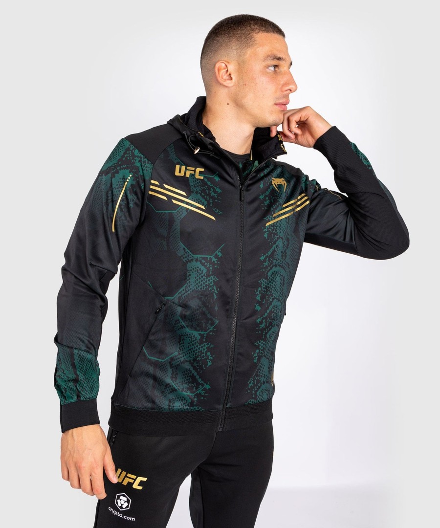 ufc adrenaline by venum authentic fight night men walkout hoodie - emerald edition - groenzwartgoud