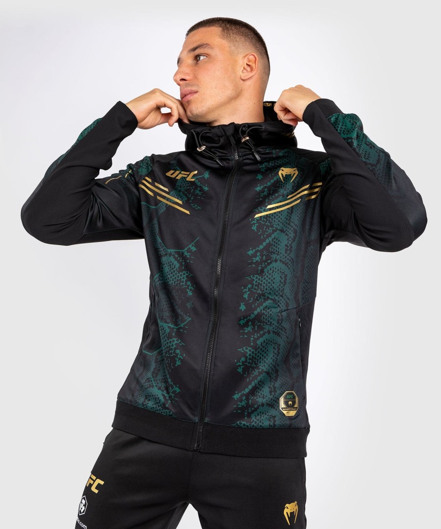 ufc adrenaline by venum authentic fight night men walkout hoodie - emerald edition - groenzwartgoud