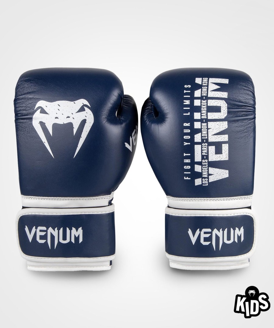 venum signature bokshandschoenen voor kinderen - marineblauw