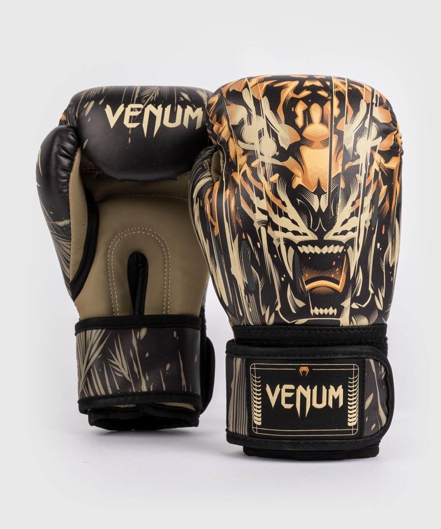 venum tiger bokshandschoenen voor kinderen - zwartneonoranje