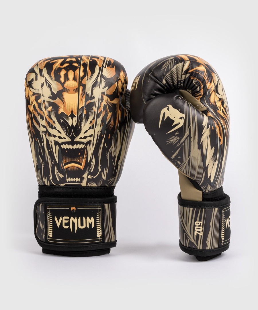 venum tiger bokshandschoenen voor kinderen - zwartneonoranje