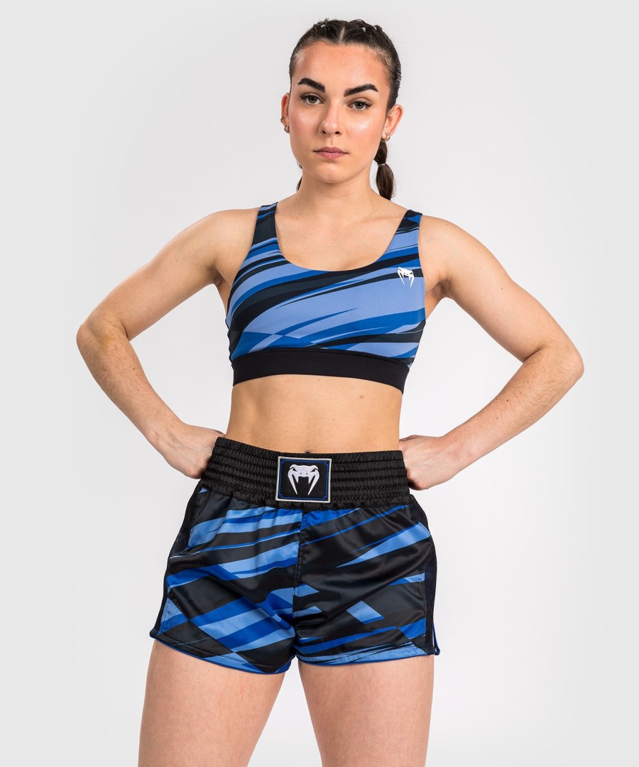 venum abyss muay thai shorts voor dames - schaduwblauw