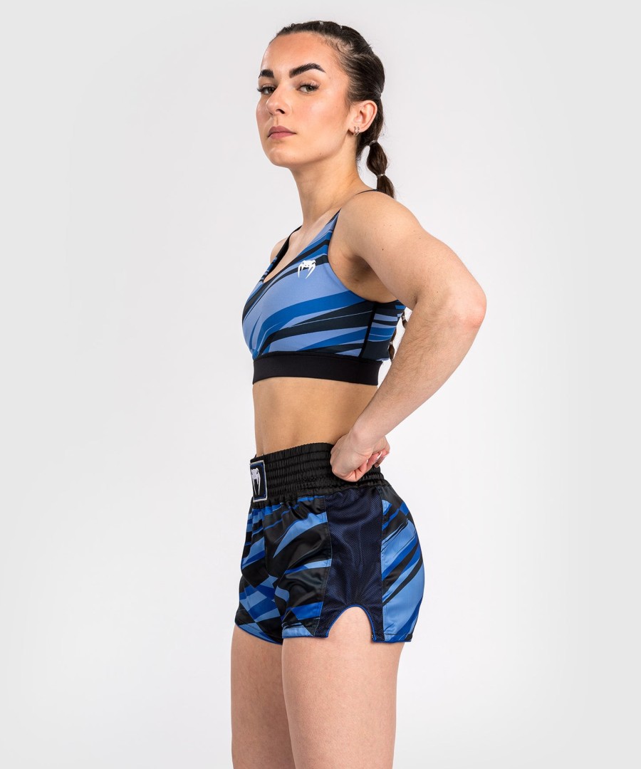 venum abyss muay thai shorts voor dames - schaduwblauw